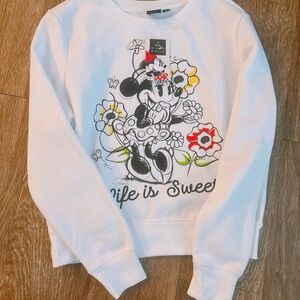 Disney Women's White Minnie Mouse Floral Sweater